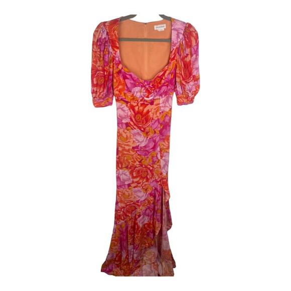 Lovers and Friends Morgan Maxi Dress Blouson Sleeves Chai Floral Print Size XS - Picture 9 of 16